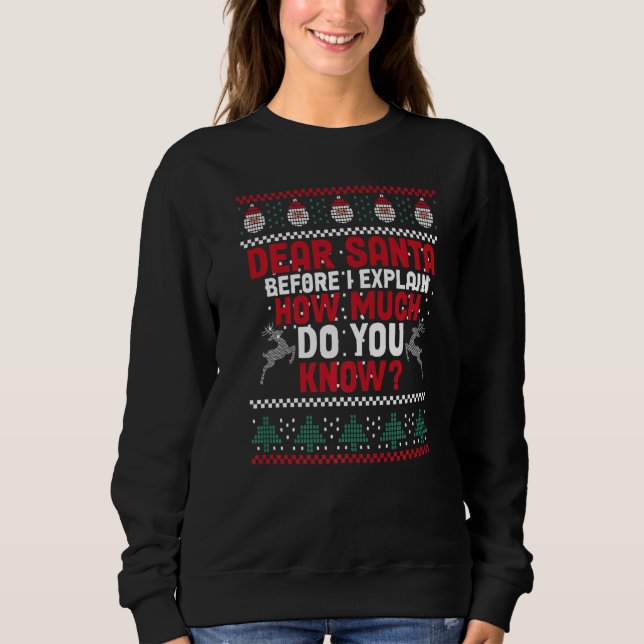Dear Santa Before I Explain How Much Do You Know Sweatshirt (Front)