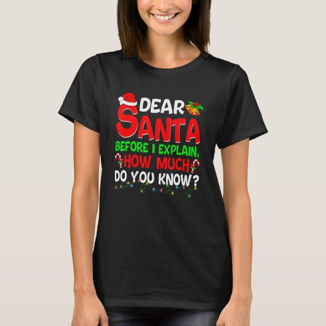 Dear Santa Before I Explain How Much Do You Know   T-Shirt (Front)
