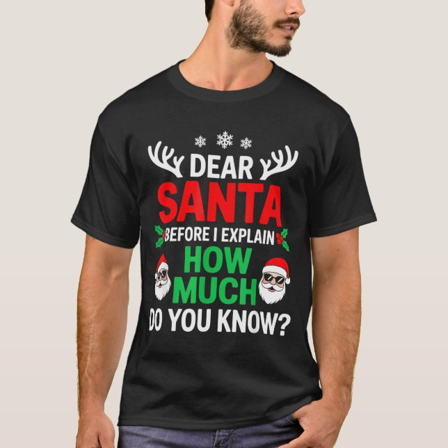 Dear Santa Before I Explain How Much Do You Know  T-Shirt (Front)