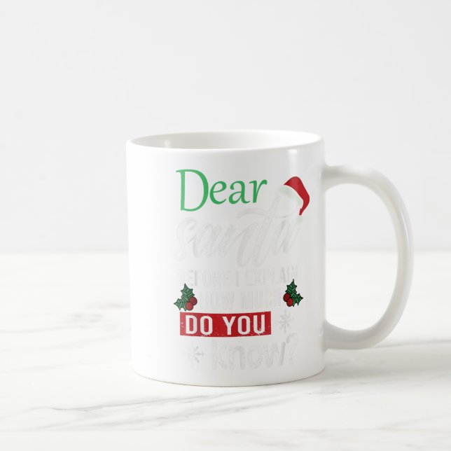 Dear Santa Before I Explain How Much Do You Know X Coffee Mug (Right)