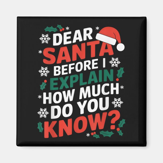 Dear Santa Before I Explain How Much Do-you Know X Magnet (Front)