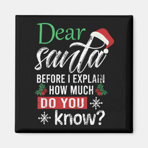 Dear Santa Before I Explain How Much Do You Know X Magnet