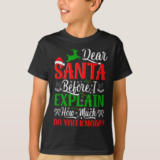 Dear Santa Before I Explain How Much Do You Know X T-Shirt (Front)