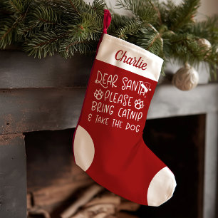 Dear Santa Bring Catnip Cute Funny Cat Small Christmas Stocking