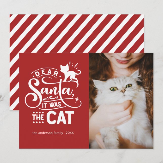 Dear Santa... Cat Funny Christmas Photo Card (Front/Back)