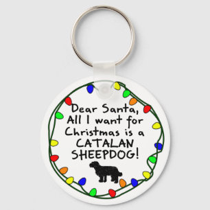 Dear Santa Catalan Sheepdog Key Ring
