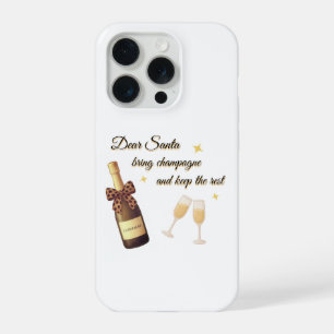 Dear Santa Champagne Design iPhone 15 Pro Case