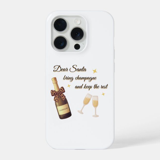 Dear Santa Champagne Design iPhone Case (Back)
