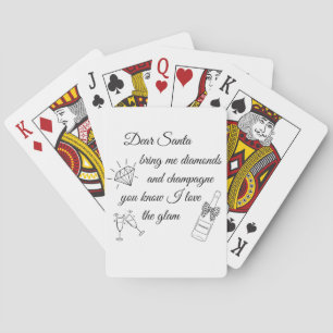 Dear Santa Champagne & Diamonds Line Art Design Playing Cards