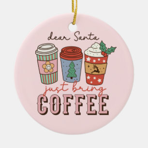 Dear Santa Christmas Coffee Latte Ceramic Tree Decoration