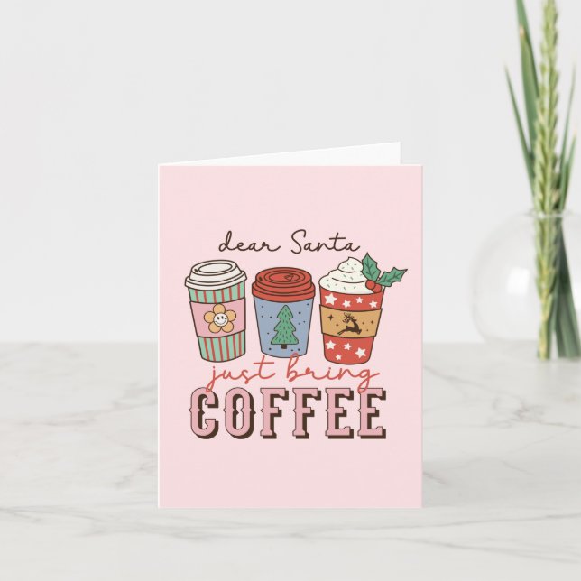 Dear Santa | Christmas Coffee Latte Note Card (Front)
