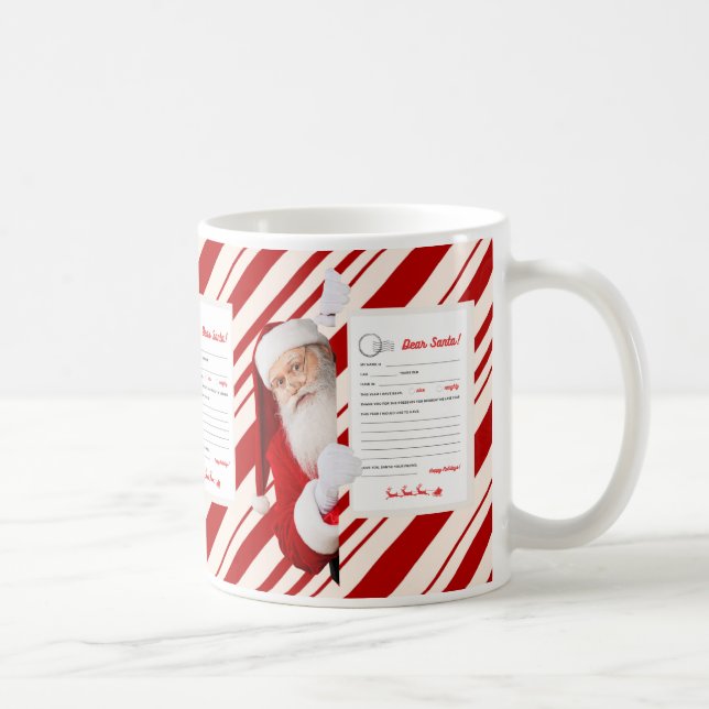 Dear Santa Christmas Letter Red Candy Stripe Mug (Right)