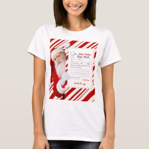 Dear Santa Christmas Letter Red Candy Stripe T-Shirt