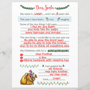 Dear Santa Christmas Letter Stationary