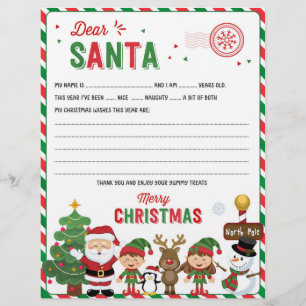 Dear Santa Christmas Letter, Wish List for kids