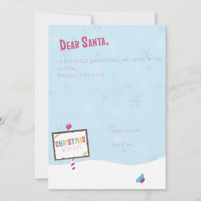 Dear Santa - Christmas Wish List Holiday Card (Front)