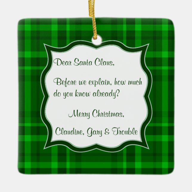 Dear Santa Clause Letter Christmas Square Ornament (Front)