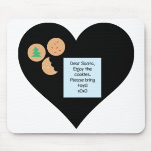 Dear Santa Cookies Bring Toys Black Heart Mouse Mat