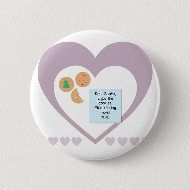 Dear Santa Cookies Bring Toys Purple Hearts 6 Cm Round Badge (Front)