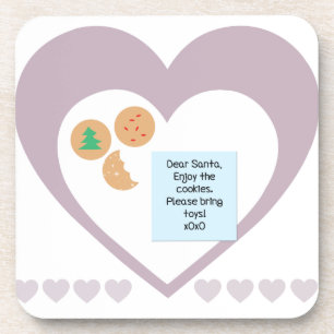 Dear Santa Cookies Bring Toys Purple Hearts Coaster