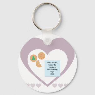Dear Santa Cookies Bring Toys Purple Hearts Key Ring