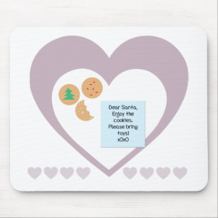 Dear Santa Cookies Bring Toys Purple Hearts Mouse Mat