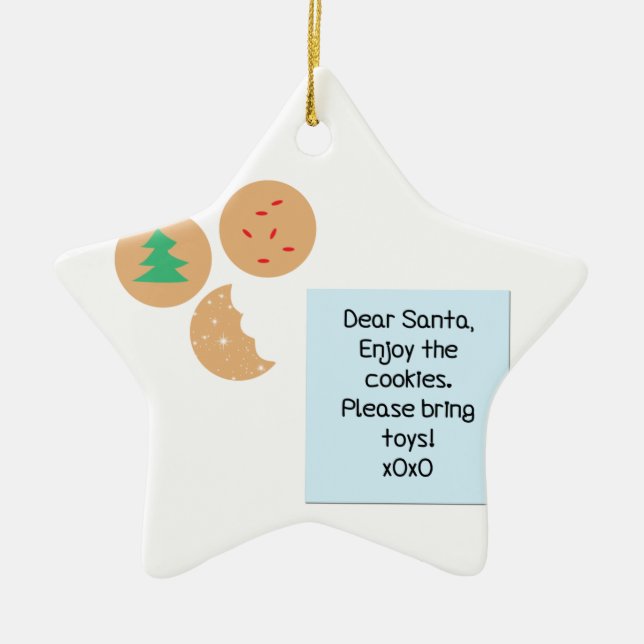Dear Santa Cookies Please Bring Toys Ceramic Tree Decoration (Front)