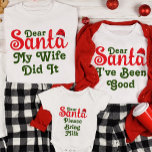 Dear Santa Custom Funny Christmas Family Group T-Shirt<br><div class="desc">Add a dash of humour and a whole lot of charm to your family's holiday celebrations with our "Dear Santa" Custom Funny Christmas Family Group T-Shirt. This delightful and personalised shirt is the perfect way to share your family's unique Christmas wishes with a humourous twist. Customise the shirt with your...</div>