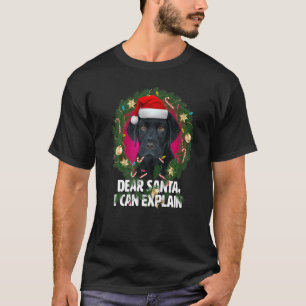 Dear Santa Cute Black Labrador Naughty Christmas P T-Shirt