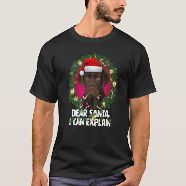 Dear Santa Cute Brown Labrador - Naughty for Chris T-Shirt (Front)