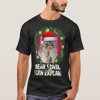 Dear Santa Cute Grey Persian Cat Naughty for Chris T-Shirt