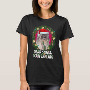 Dear Santa Cute Grey Persian Cat Naughty for Chris T-Shirt