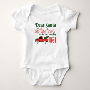 Dear Santa Cute Naughty List Christmas Baby Bodysuit