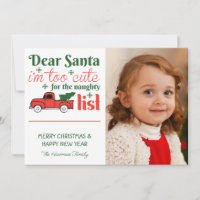 Dear Santa Cute Naughty List One Photo Christmas