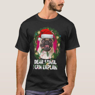 Dear Santa Cute Pug Dog was naughty at Christmas T-Shirt