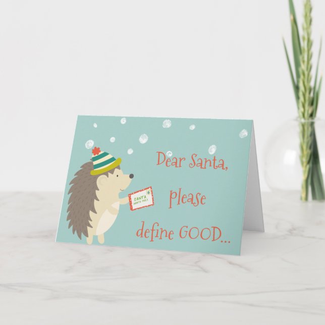Dear Santa, Define Good! Funny Christmas Holiday Card (Front)