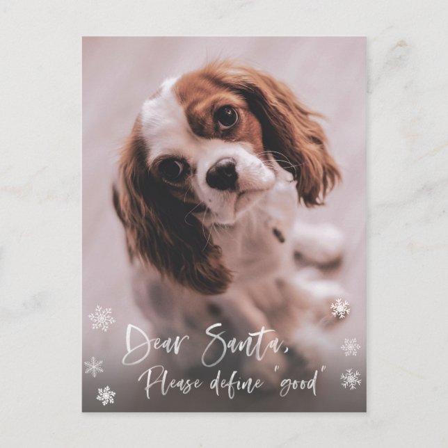 Dear Santa Define "Good" Funny Christmas Photo Postcard (Front)