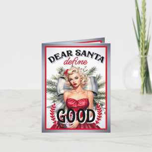 Dear Santa Define Good Retro Pinup Thank You Card