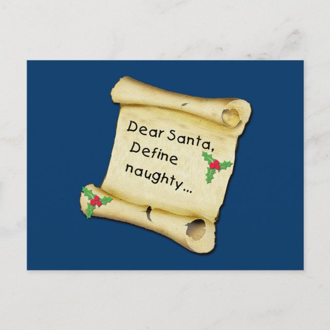Dear Santa...Define Naughty T-shirts, Baby Clothes Holiday Postcard (Front)