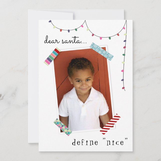 Dear Santa Define Nice Photo Funny Christmas Holiday Card (Front)