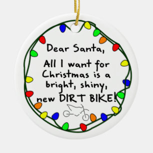 Dear Santa Dirt Bike Christmas Ornament