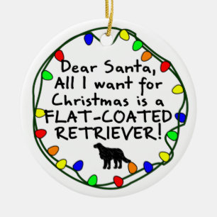 Dear Santa Flat-Coated Retriever Ceramic Tree Decoration