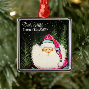 Dear Santa Funny Cute Christmas Inspirivity Metal Tree Decoration
