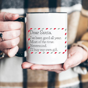 Dear Santa Funny Festive Christmas  Two-Tone Coffee Mug