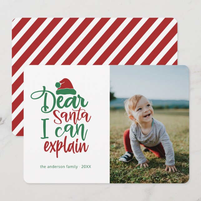 Dear Santa... Funny Holiday Christmas Photo Card (Front/Back)