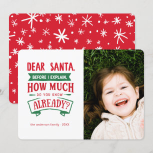 Dear Santa... Funny Holiday Christmas Photo Card