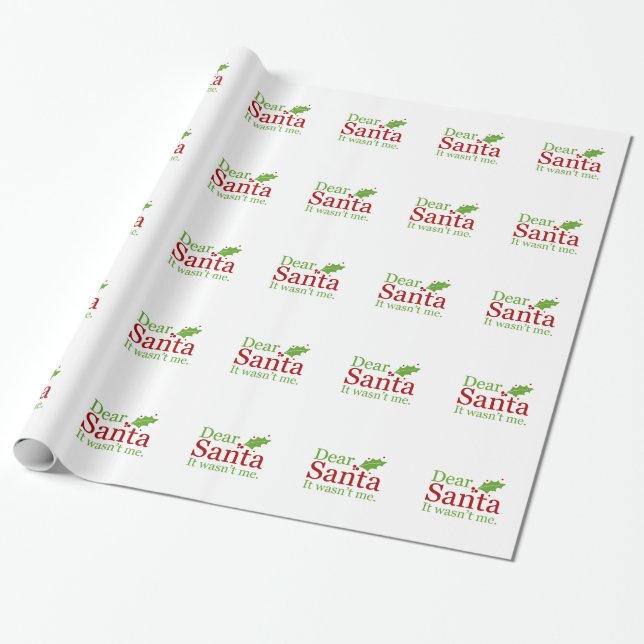 Dear Santa Funny Letters Holiday Xmas Christmas Wrapping Paper (Unrolled)