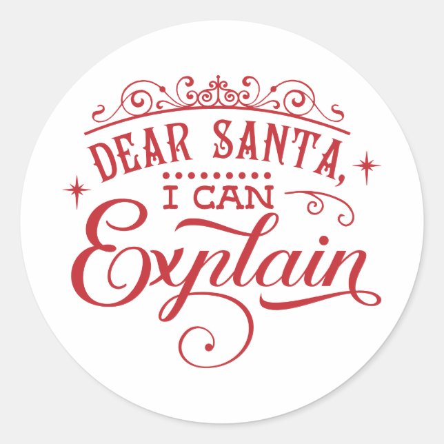 Dear Santa I Can Explain Christmas Envelope Classic Round Sticker (Front)