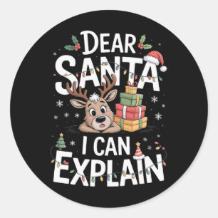 Dear Santa I Can Explain Christmas Eve Family  Classic Round Sticker