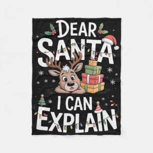 Dear Santa I Can Explain Christmas Eve Family  Fleece Blanket